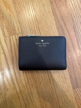 kate spade Brown Pebbled Leather Zip Wallet